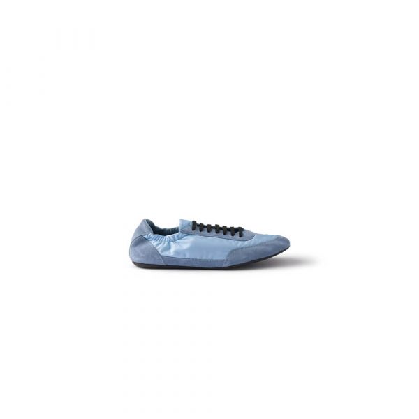 PRADA Collapse Re-Nylon and suede elasticized sneakers