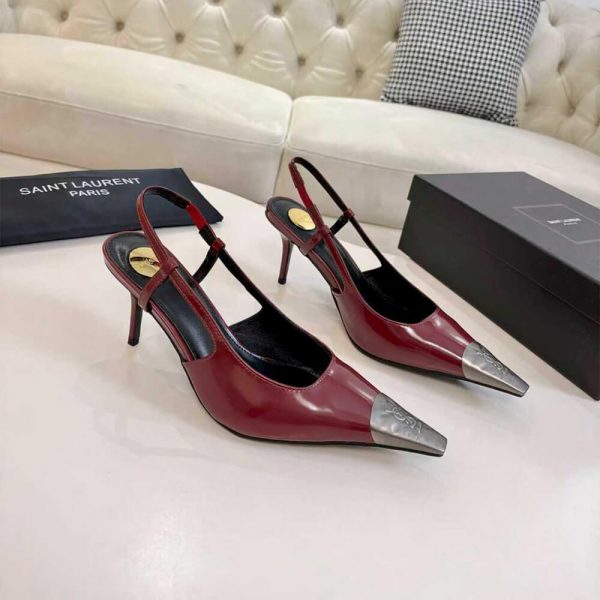 YSL JEANNE slingback pumps in glazed leather