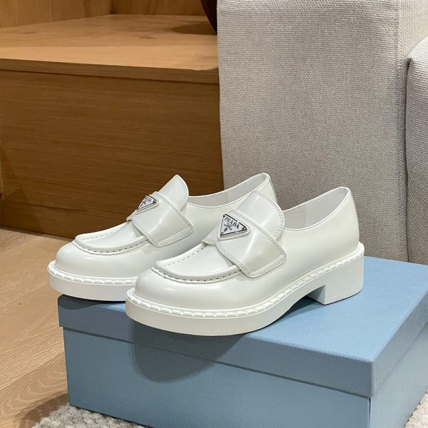 Prada chocolate brushed leather loafers