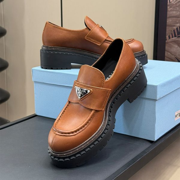 Prada Double Chocolate leather loafers