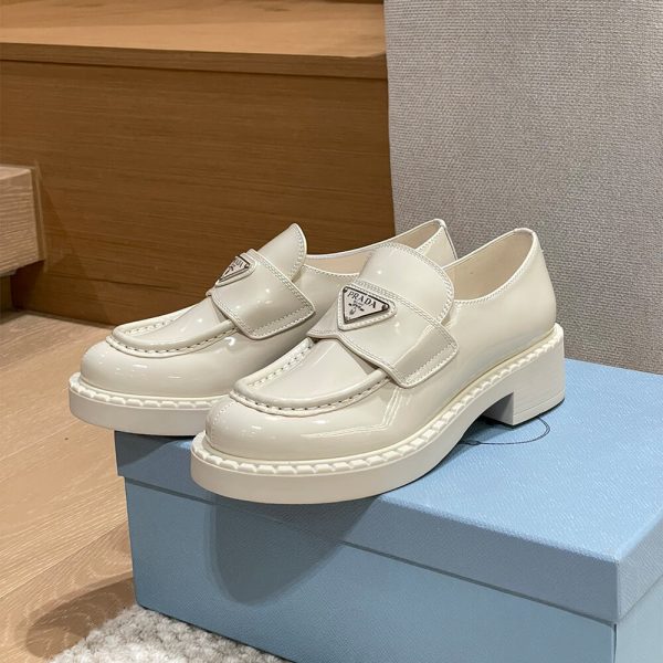 Prada chocolate brushed leather loafers