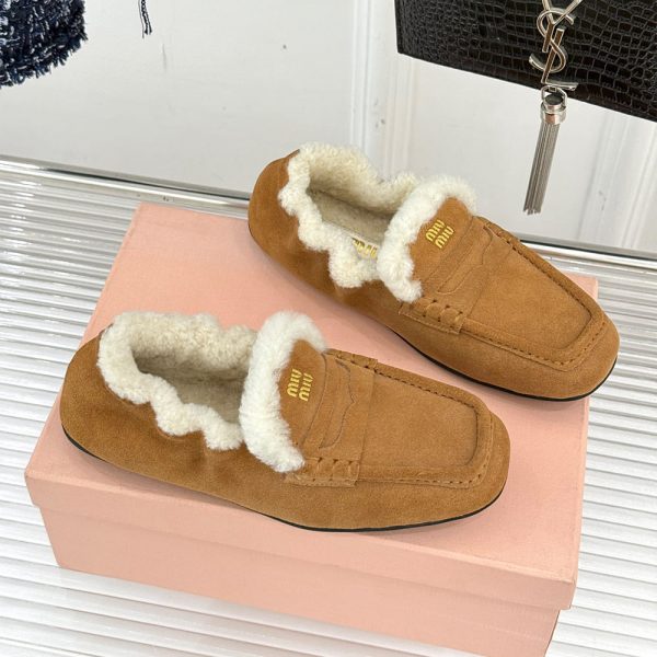 MIUMIU Ruches suede loafers