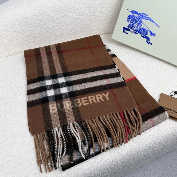 BURBERRY Contrast Check Cashmere Scarf