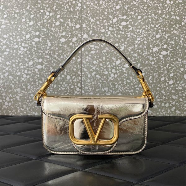 Valentino Garavani Locò Small metallic leather shoulder bag(HIGH-END GRADE)