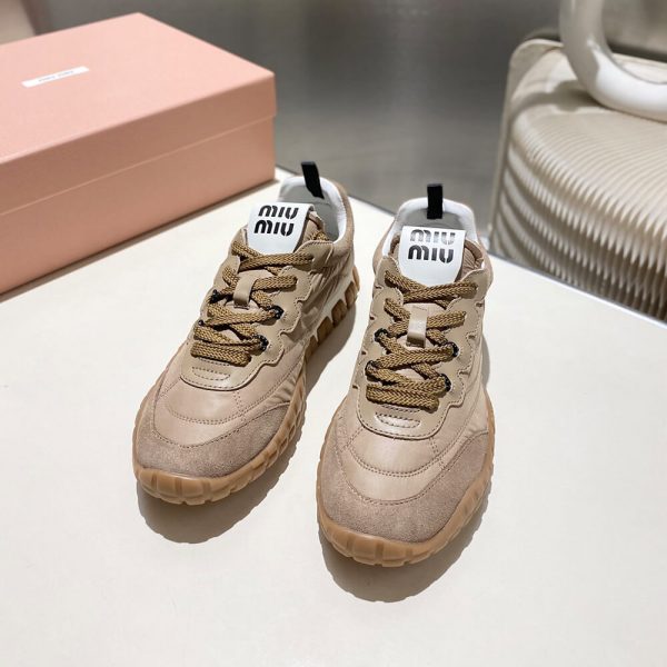 MIUMIU Tyre technical fabric and suede sneakers