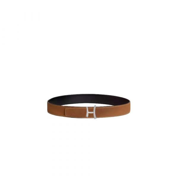 HERMES Fibbia da cintura Script & Pelle reversibile per cintura 38 mm