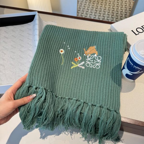 LOEWE Wool-Blend Knitted Bunny Scarf