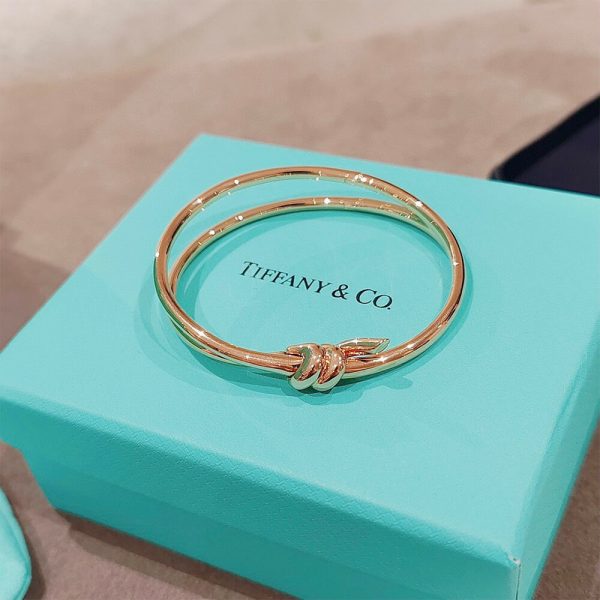 Tiffany Knot Double Row Hinged Bangle