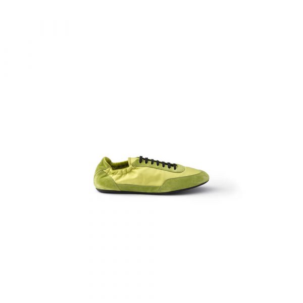 PRADA Collapse Re-Nylon and suede elasticized sneakers
