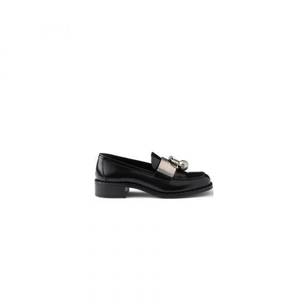 PRADA Brushed leather loafers with metal details