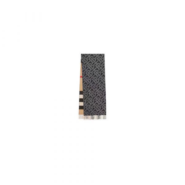 BURBERRY Reversible Check And Monogram Cashmere Scarf