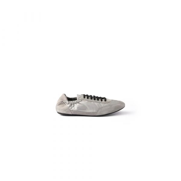 PRADA Collapse Re-Nylon and suede elasticized sneakers