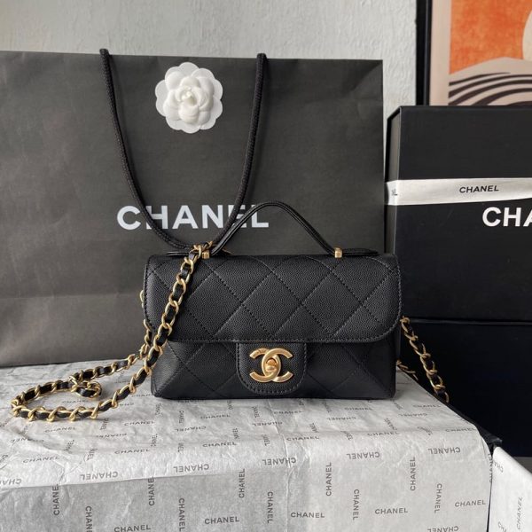 CHANEL Mini Flap with top handle(HIGH-END GRADE)