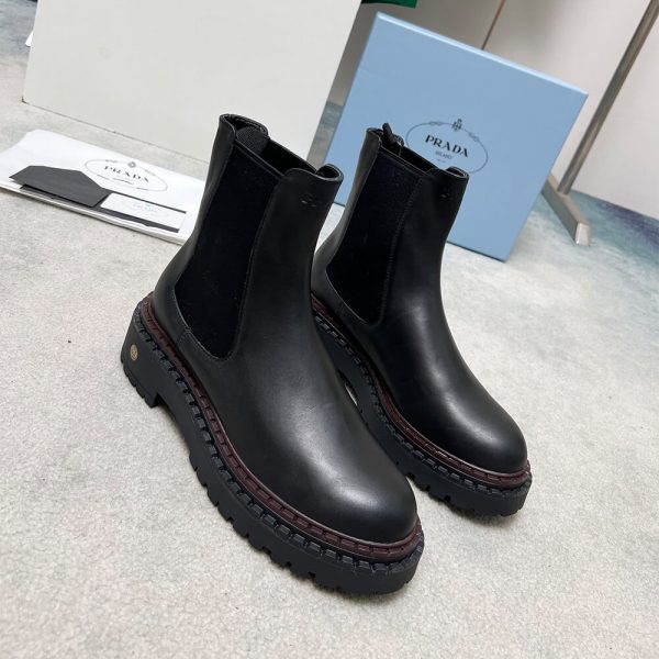 PRADA Double Chocolate leather Chelsea boots