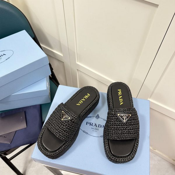 PRADA Crochet flatform slides