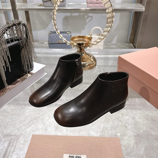 MIUMIU Fumé Leather Ankle Boots