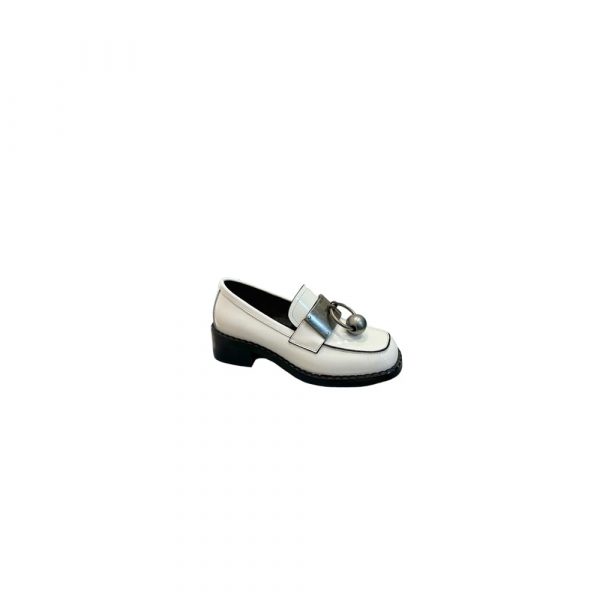 PRADA Brushed leather loafers with metal details