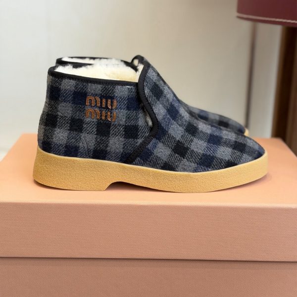MIUMIU Wool and shearling slip-on booties