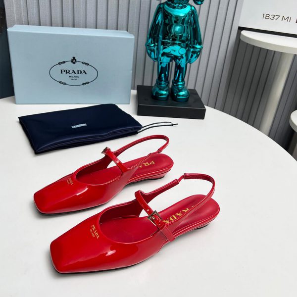 Prada Patent Leather Slingback Ballerinas
